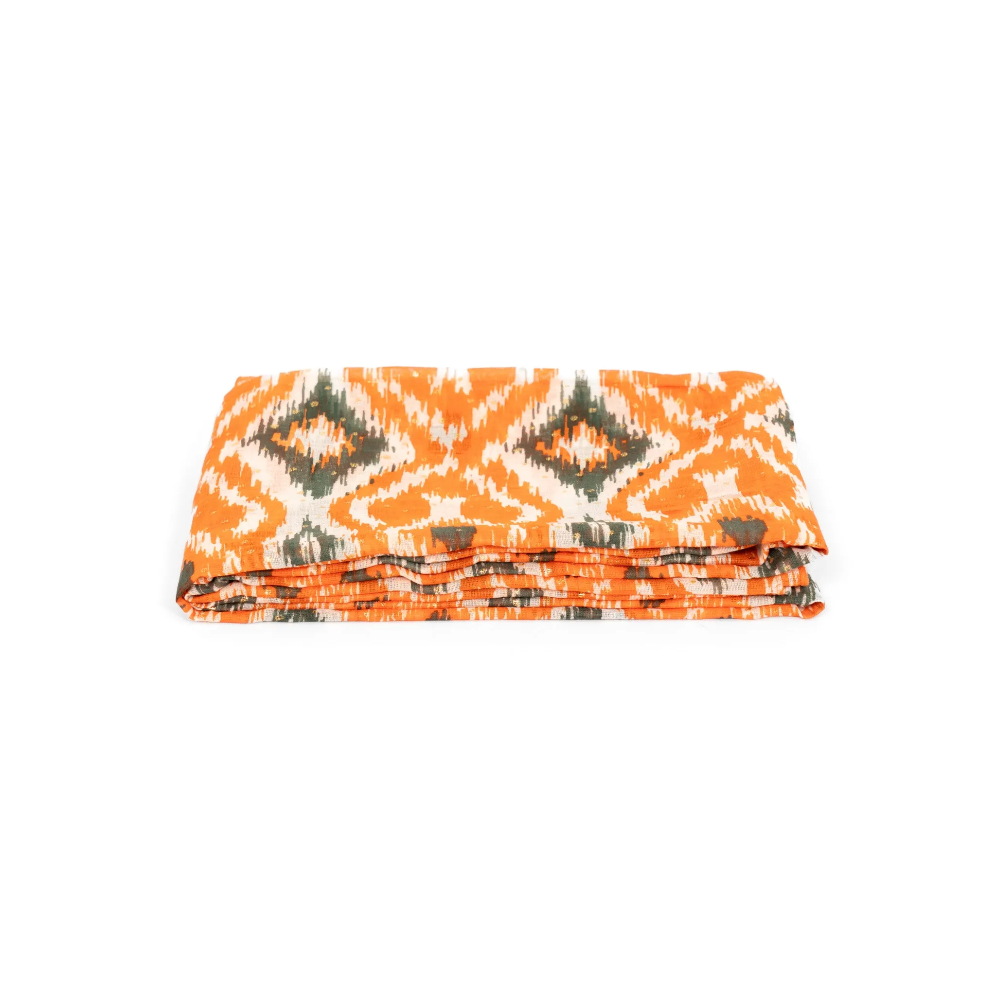 Rani Lightweight Scarf - Orange/Khaki, Aztec Print