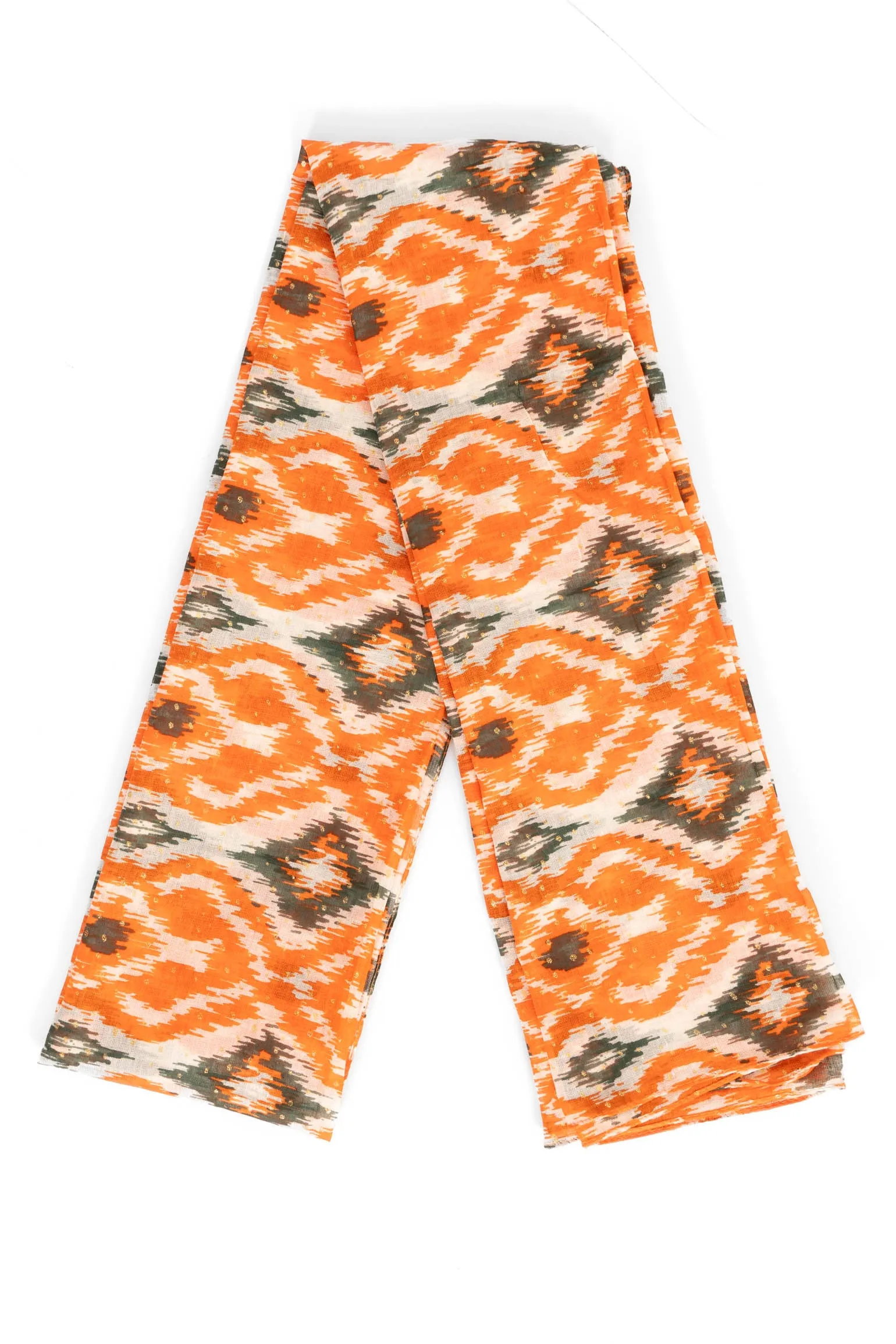 Rani Lightweight Scarf - Orange/Khaki, Aztec Print