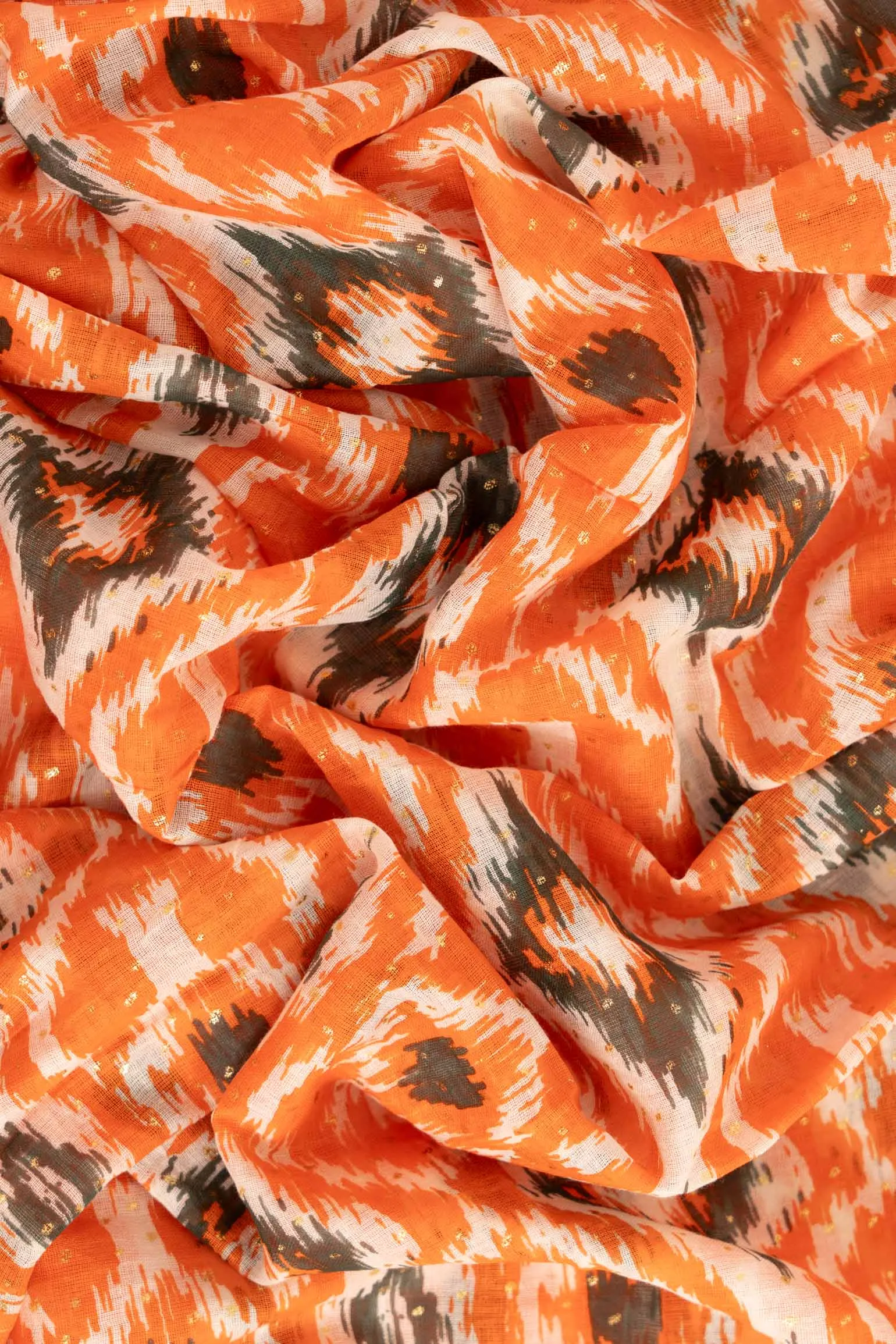 Rani Lightweight Scarf - Orange/Khaki, Aztec Print