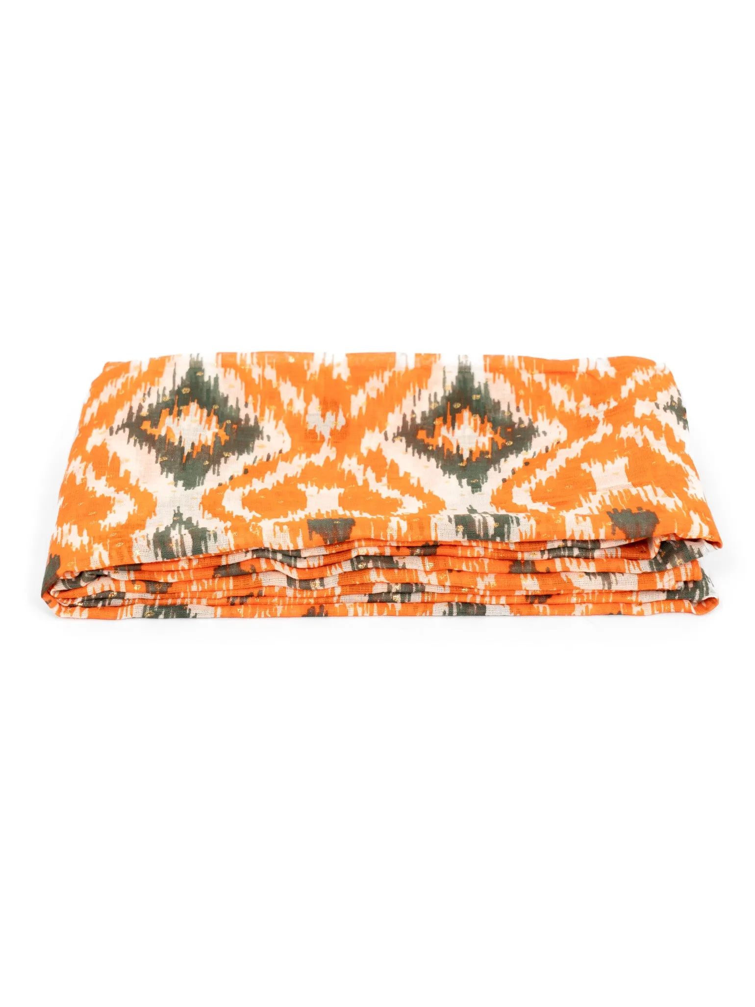Rani Lightweight Scarf - Orange/Khaki, Aztec Print