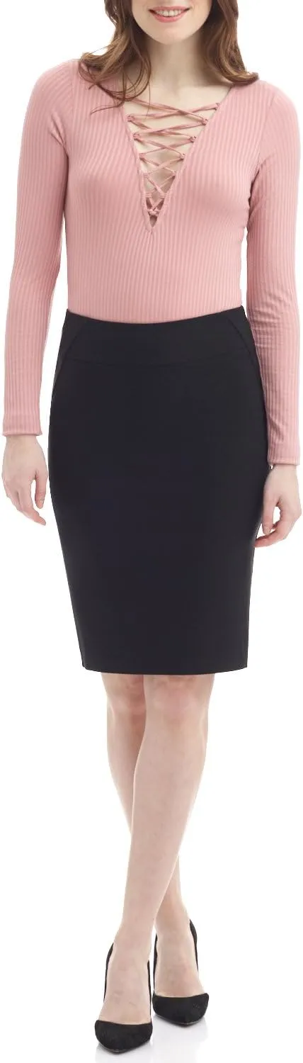 Rekucci Women's Ease into Comfort Fit Perfect Midi Pencil Skirt