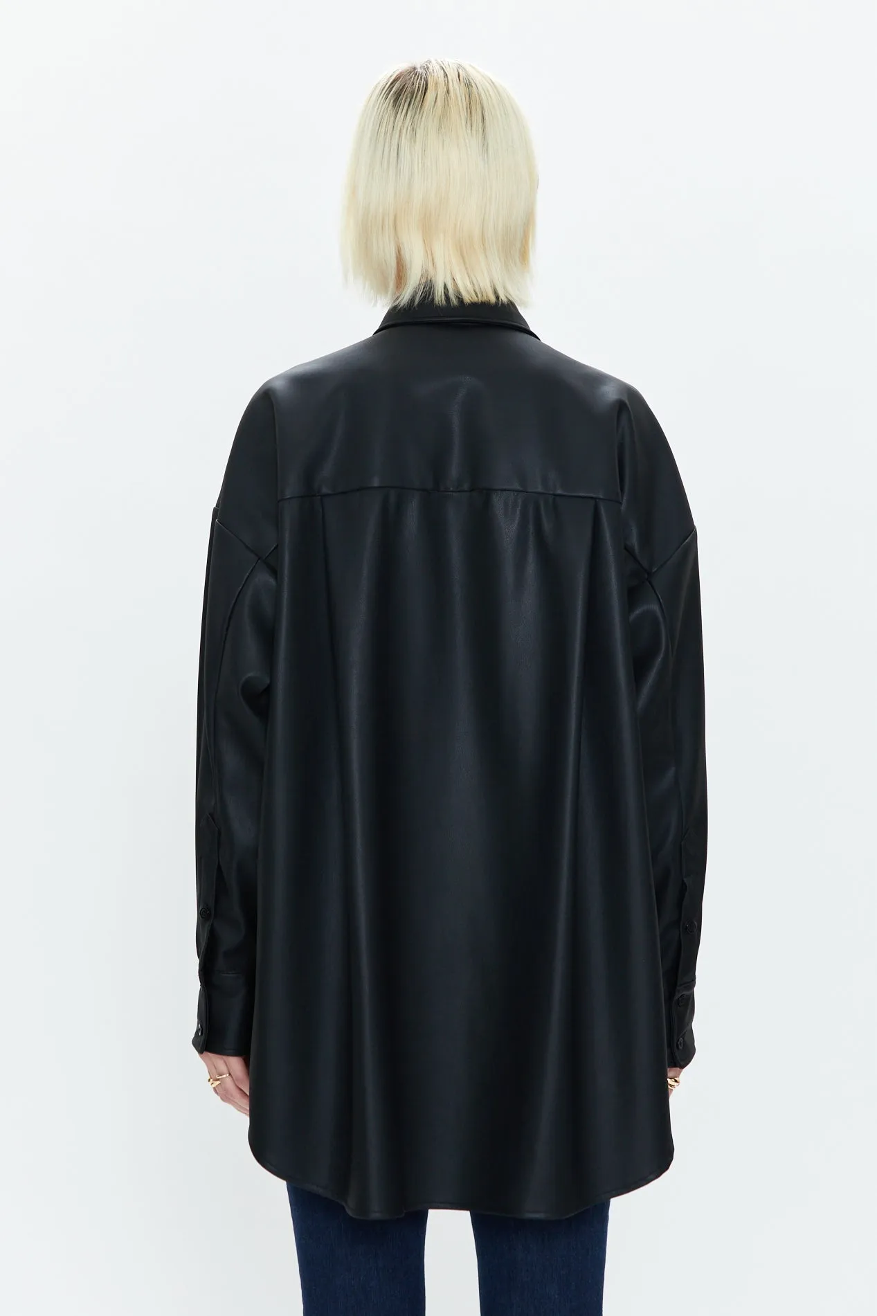 Rena Button Down Tunic Shirt - Slate Black