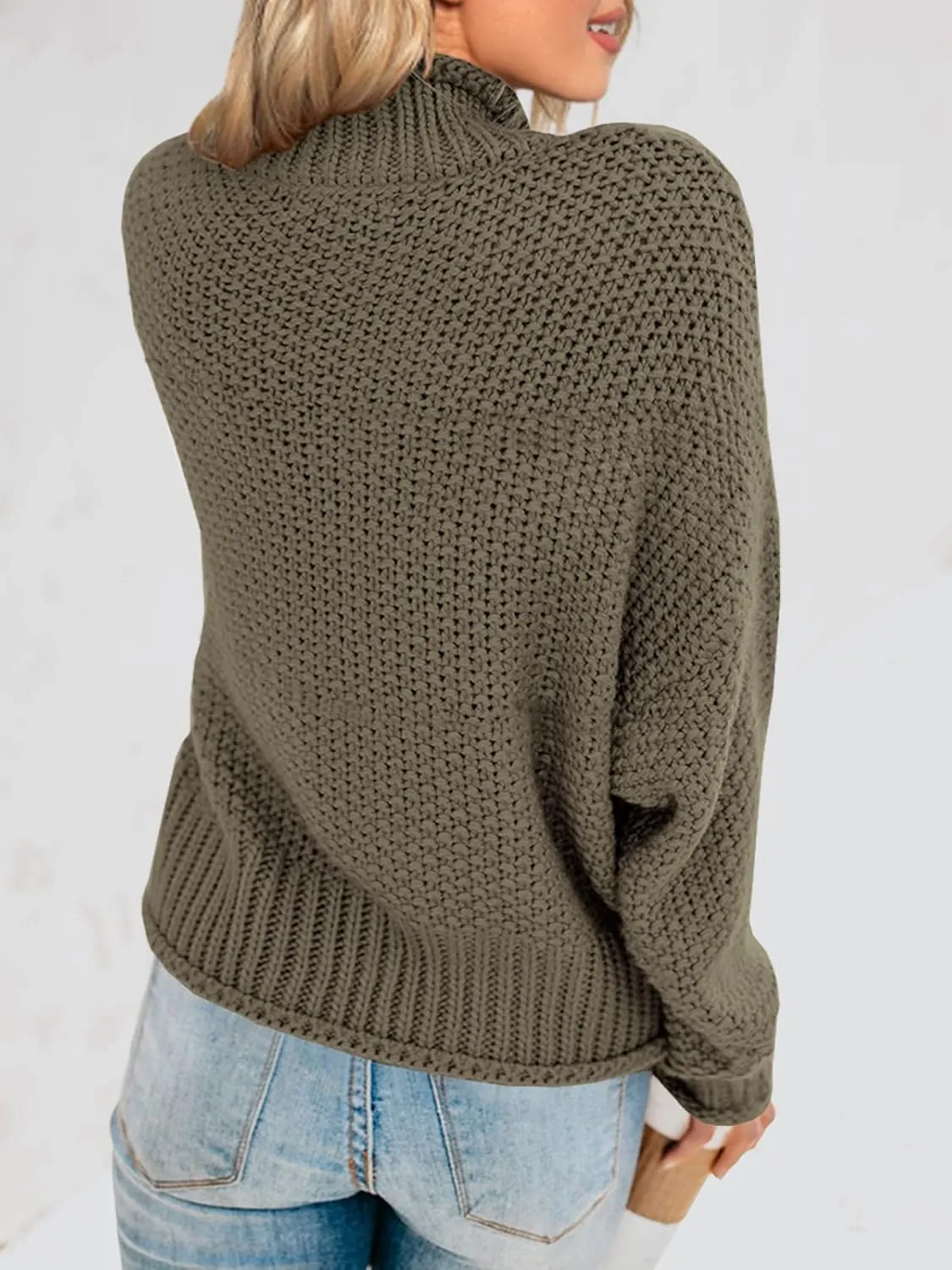 Saodimallsu Womens Turtleneck Oversized Sweaters Batwing Long Sleeve Pullover Loose Chunky Knit Jumper