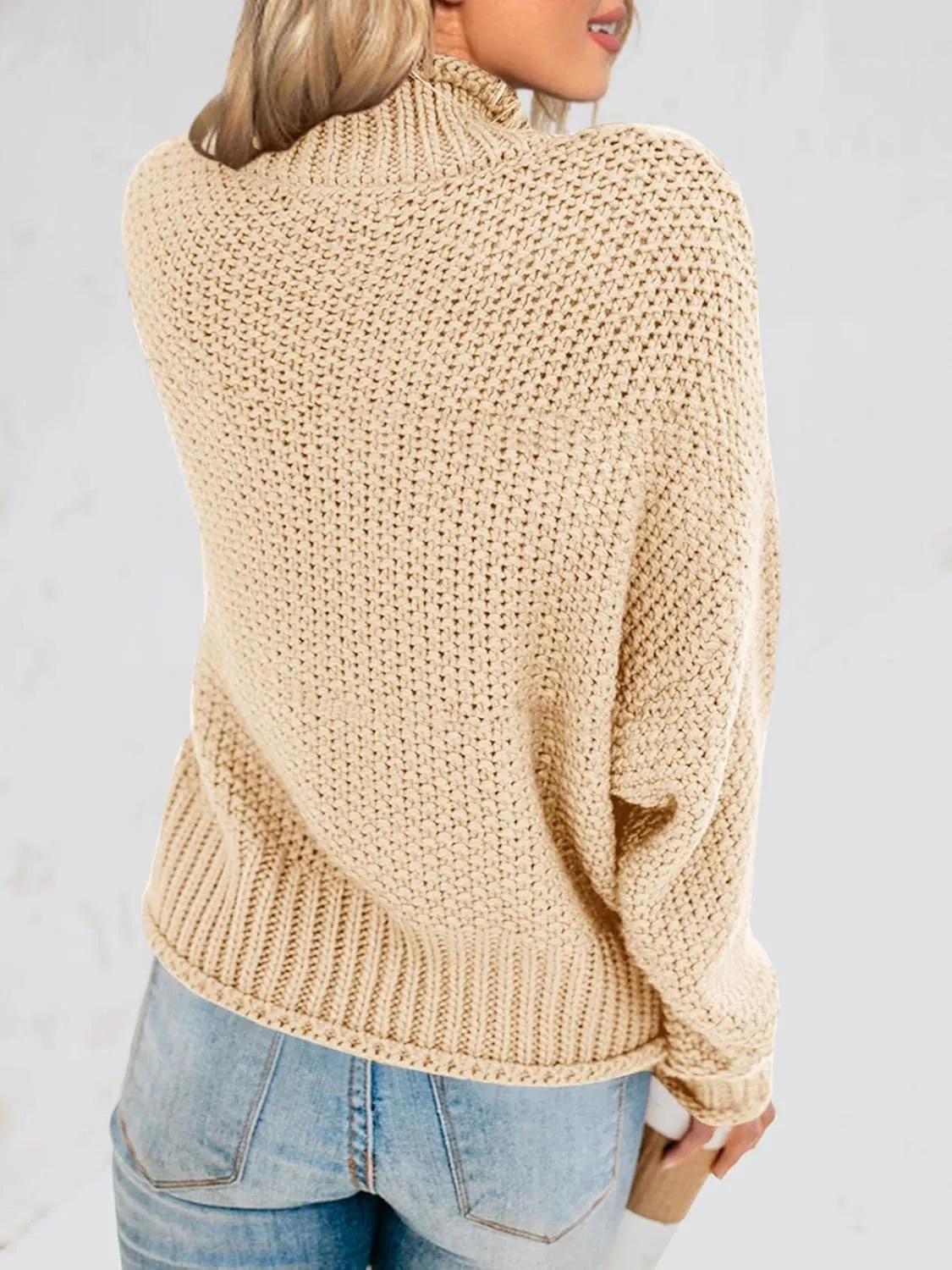 Saodimallsu Womens Turtleneck Oversized Sweaters Batwing Long Sleeve Pullover Loose Chunky Knit Jumper