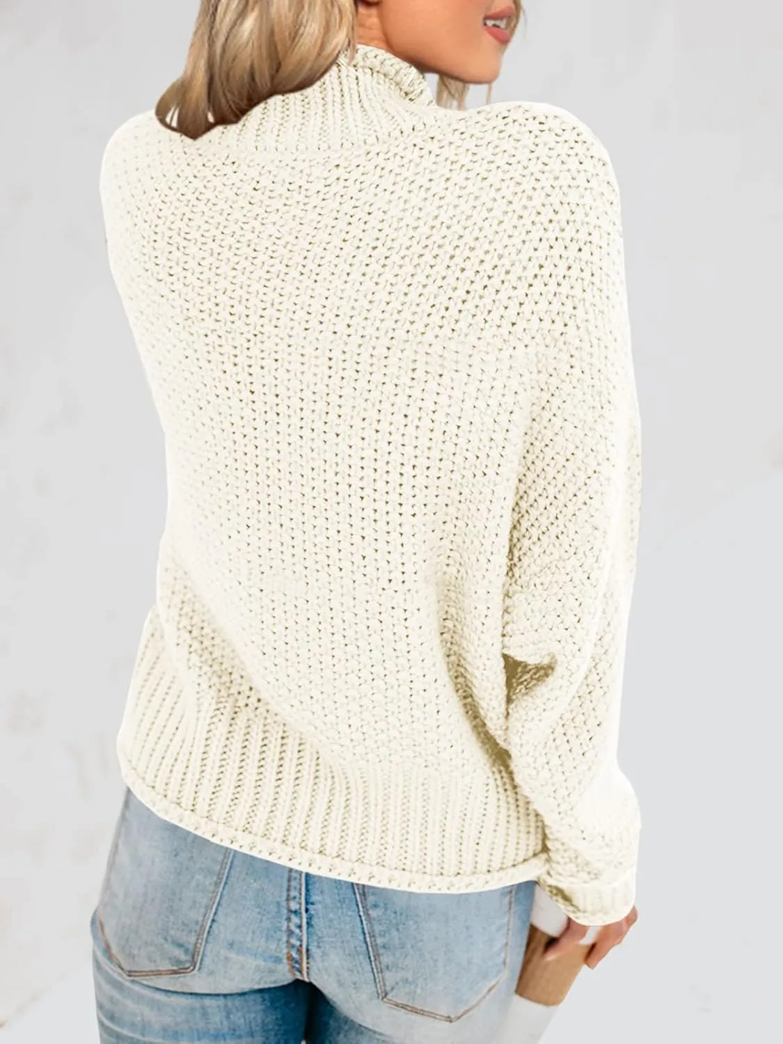 Saodimallsu Womens Turtleneck Oversized Sweaters Batwing Long Sleeve Pullover Loose Chunky Knit Jumper