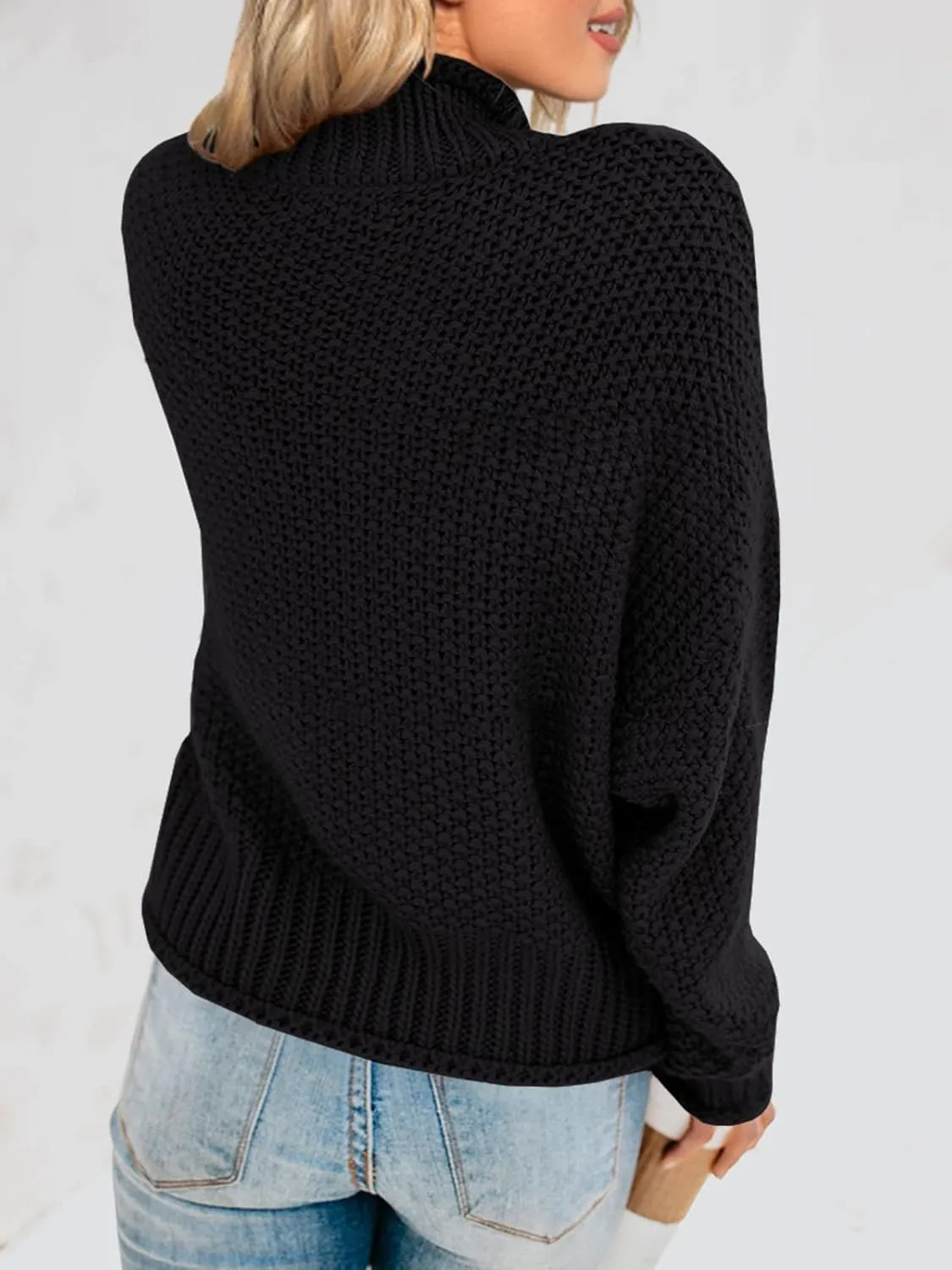 Saodimallsu Womens Turtleneck Oversized Sweaters Batwing Long Sleeve Pullover Loose Chunky Knit Jumper