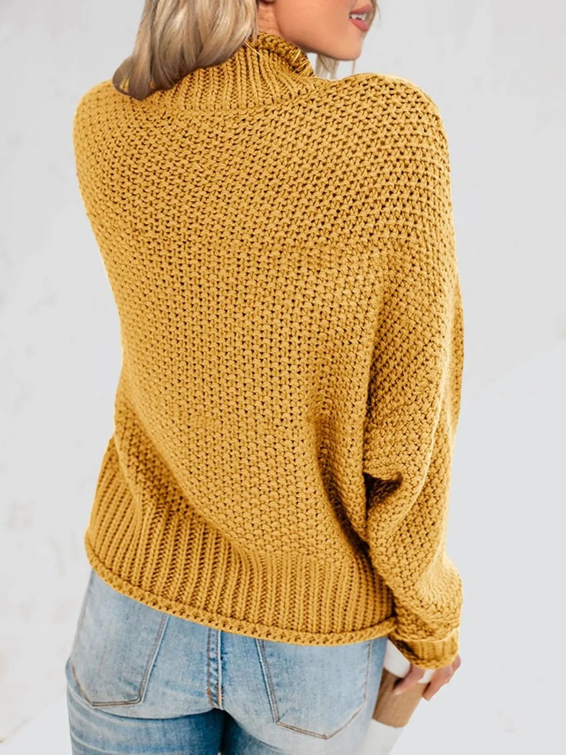 Saodimallsu Womens Turtleneck Oversized Sweaters Batwing Long Sleeve Pullover Loose Chunky Knit Jumper