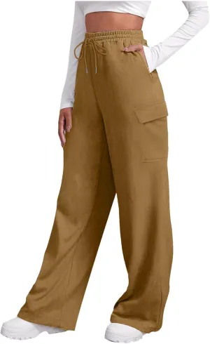 Scrub Pants for Women Workout Sweatpants High Waisted Baggy Casual Elastic Waist