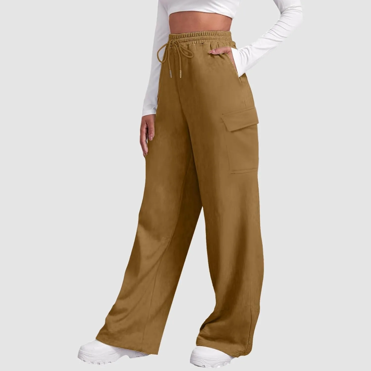 Scrub Pants for Women Workout Sweatpants High Waisted Baggy Casual Elastic Waist