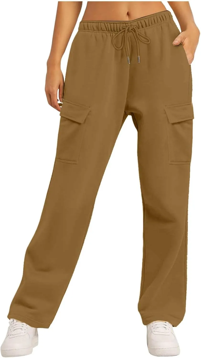 Scrub Pants for Women Workout Sweatpants High Waisted Baggy Casual Elastic Waist