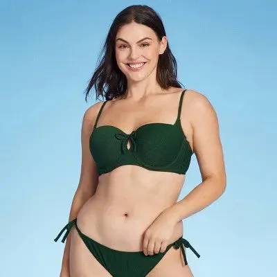 Shade & Shore Women's Tie-Front Bikini Top Swimwear Cutout Swimsuit