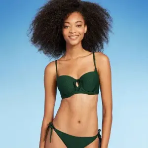 Shade & Shore Women's Tie-Front Bikini Top Swimwear Cutout Swimsuit