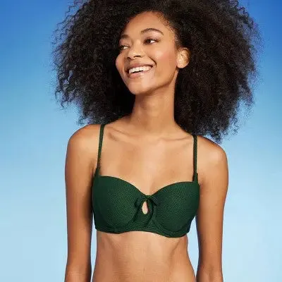 Shade & Shore Women's Tie-Front Bikini Top Swimwear Cutout Swimsuit