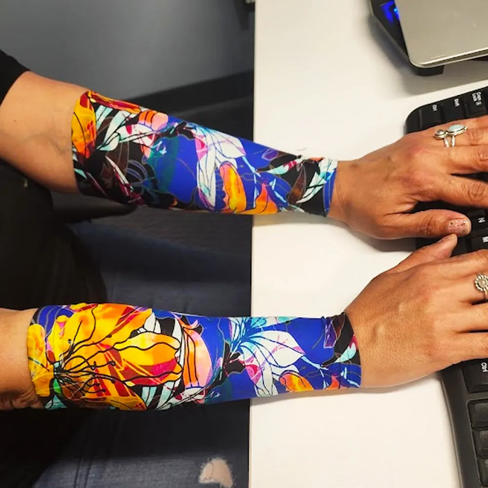 Shadow Garden Pattern Forearm Sleeves to Cover Thin Skin