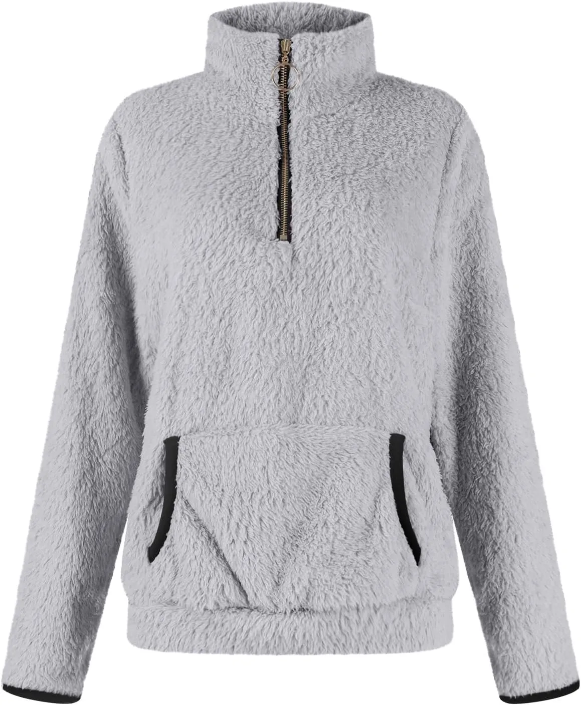 Sherpa Quarter Zip Pullover Women Fleece Lined Half Zip Sweatshirts Winter Warm Sweaters Jacket Coats
