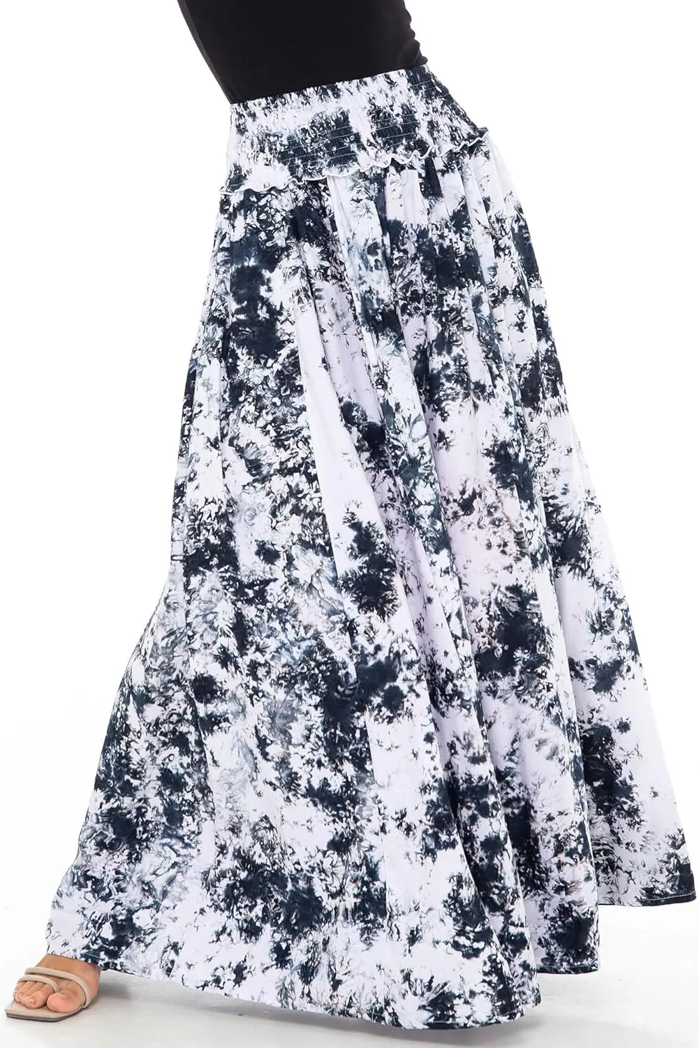 SHU-SHI Womens Palazzo Flowy Summer Pants Wide Leg Lounge Trousers Elastic Waist Side Pockets
