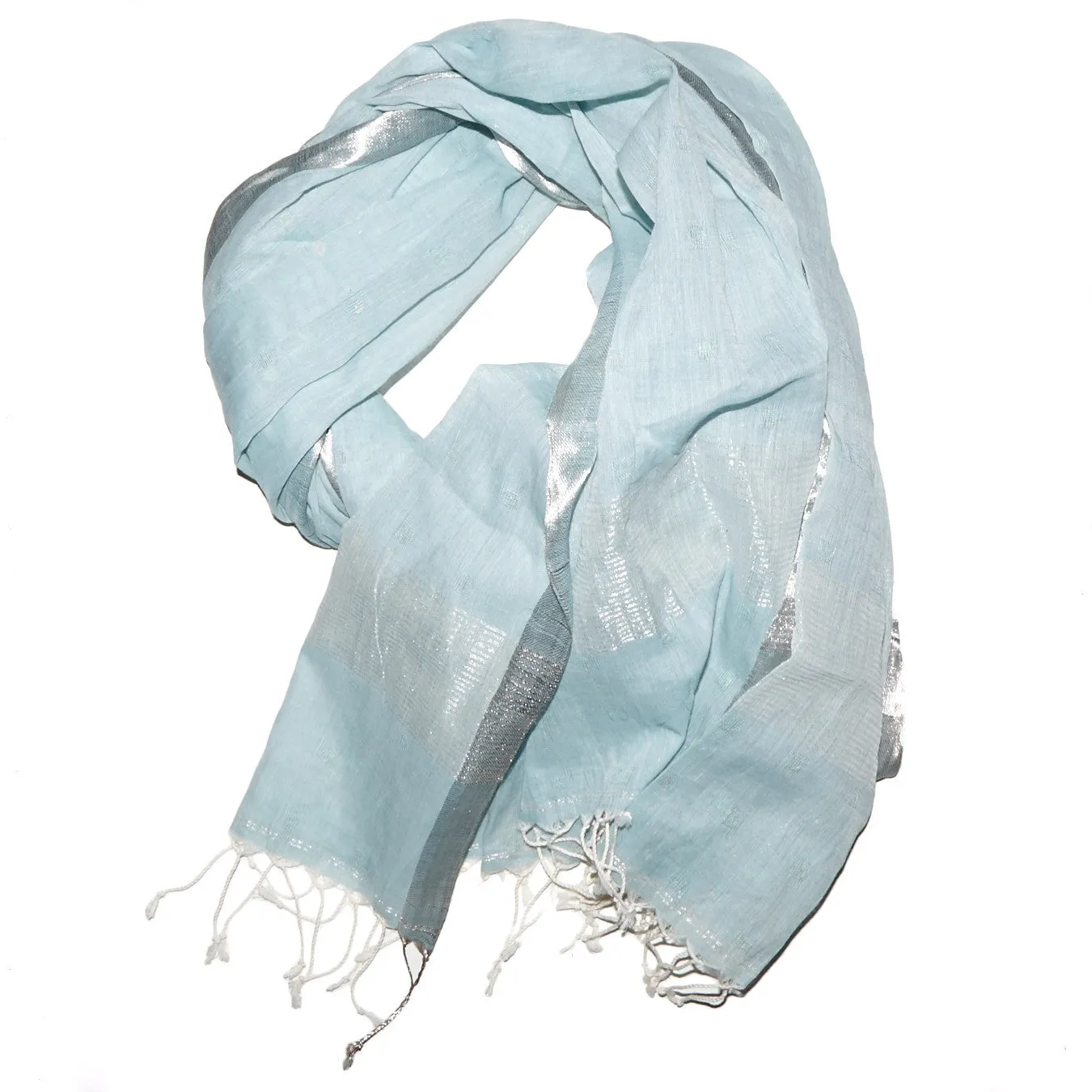 Silk & Cotton Shawl Embroidered with Mother of Pearl Sequins