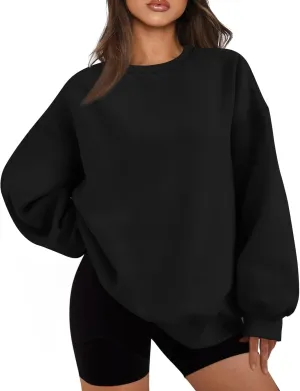 slqdgmryz Crewneck Sweatshirts Women Oversized Fleece Preppy Sweatshirt Loose Fit Plain Y2K Hoodie Winter Sweaters Pullover