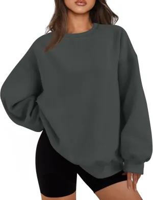 slqdgmryz Crewneck Sweatshirts Women Oversized Fleece Preppy Sweatshirt Loose Fit Plain Y2K Hoodie Winter Sweaters Pullover