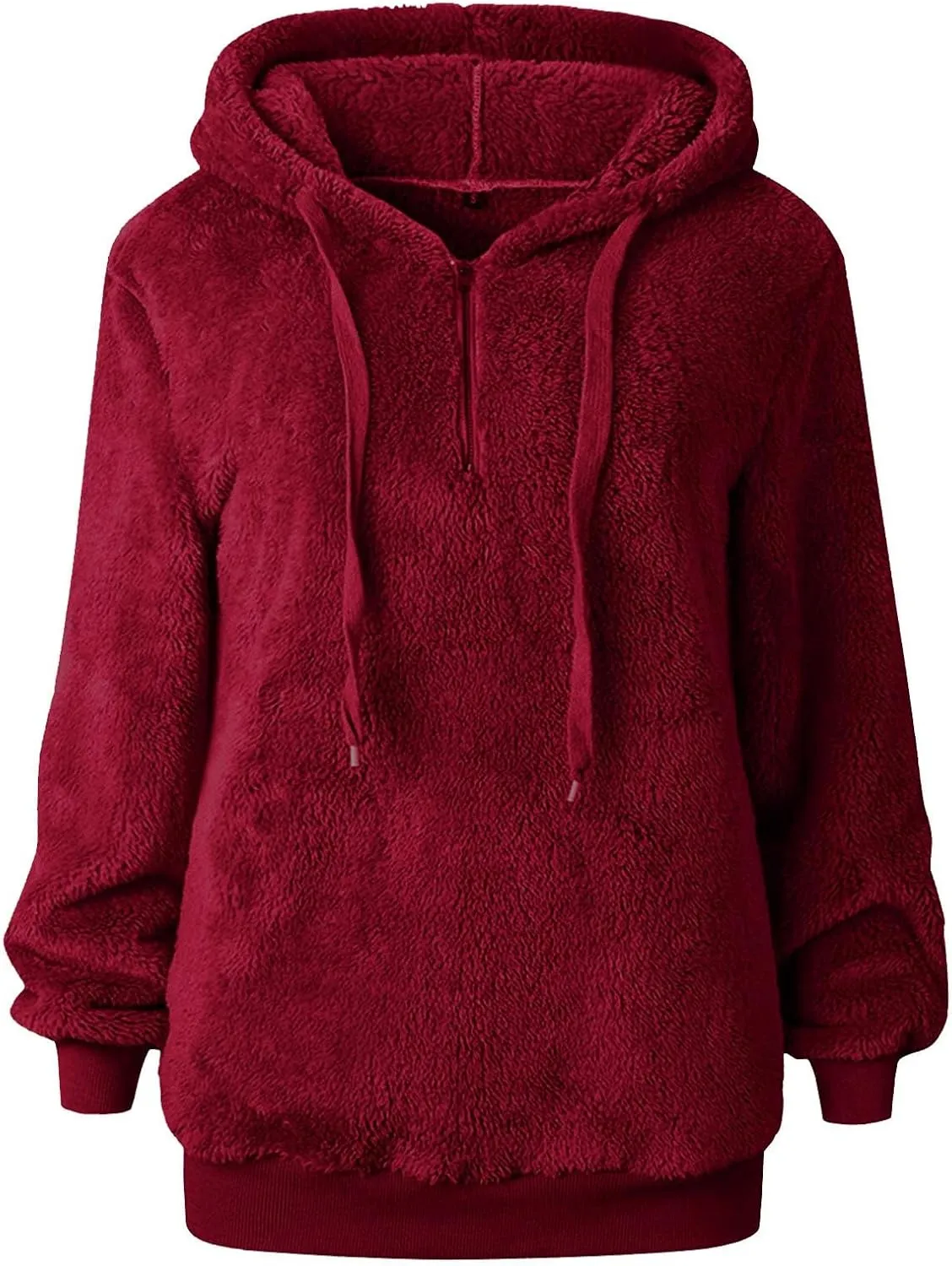 SMIDOW Womens Fuzzy Hoodies Cozy Oversized Hooded Sweatshirt Fleece Pullover Winter Warm Wool Zipper Pockets Coat Outwear