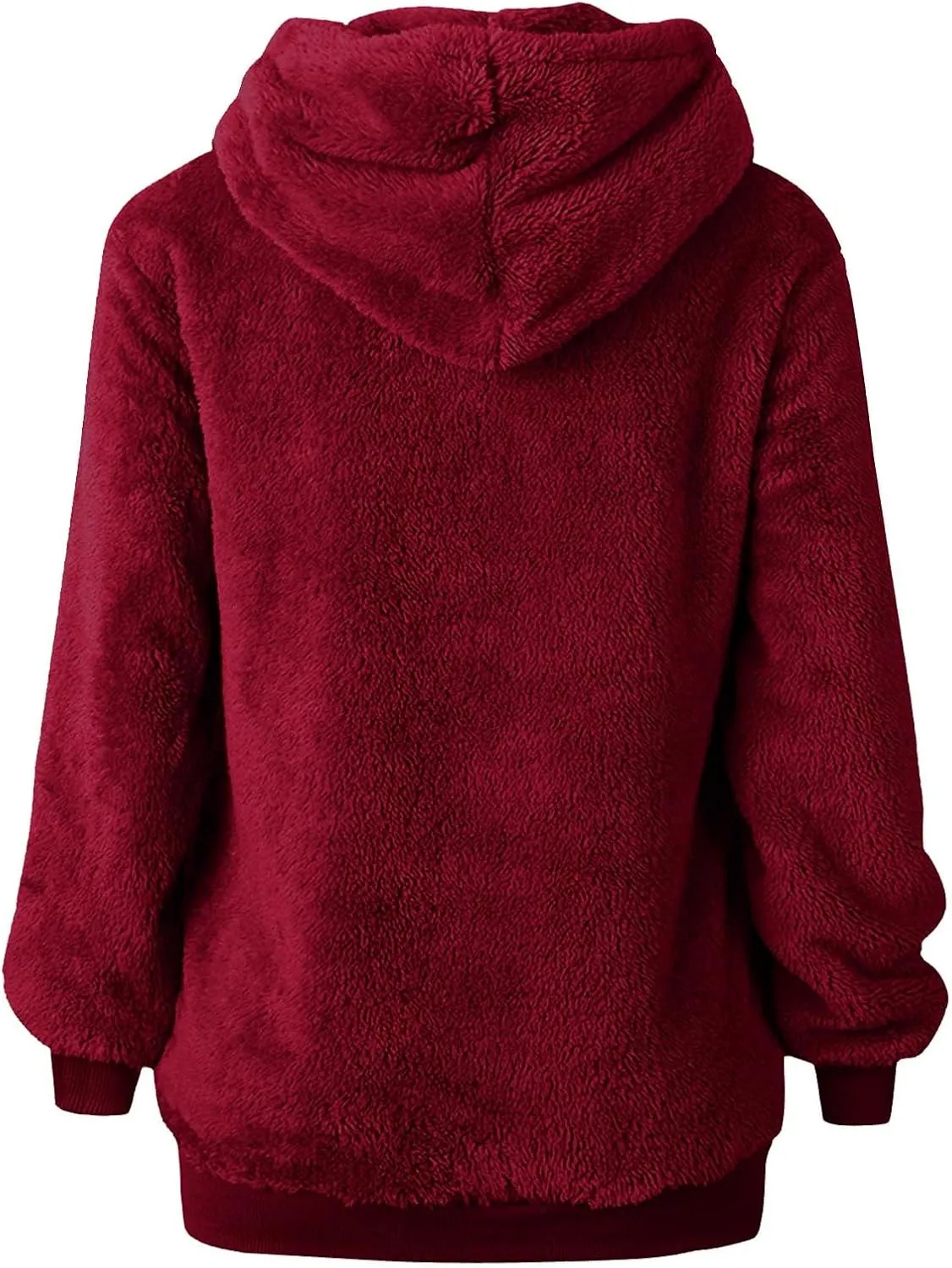 SMIDOW Womens Fuzzy Hoodies Cozy Oversized Hooded Sweatshirt Fleece Pullover Winter Warm Wool Zipper Pockets Coat Outwear
