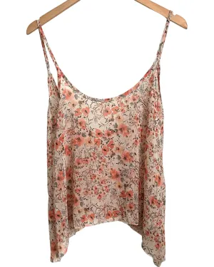 Soft Autumn Floral Print Semi-Sheer Scoop Back Tank