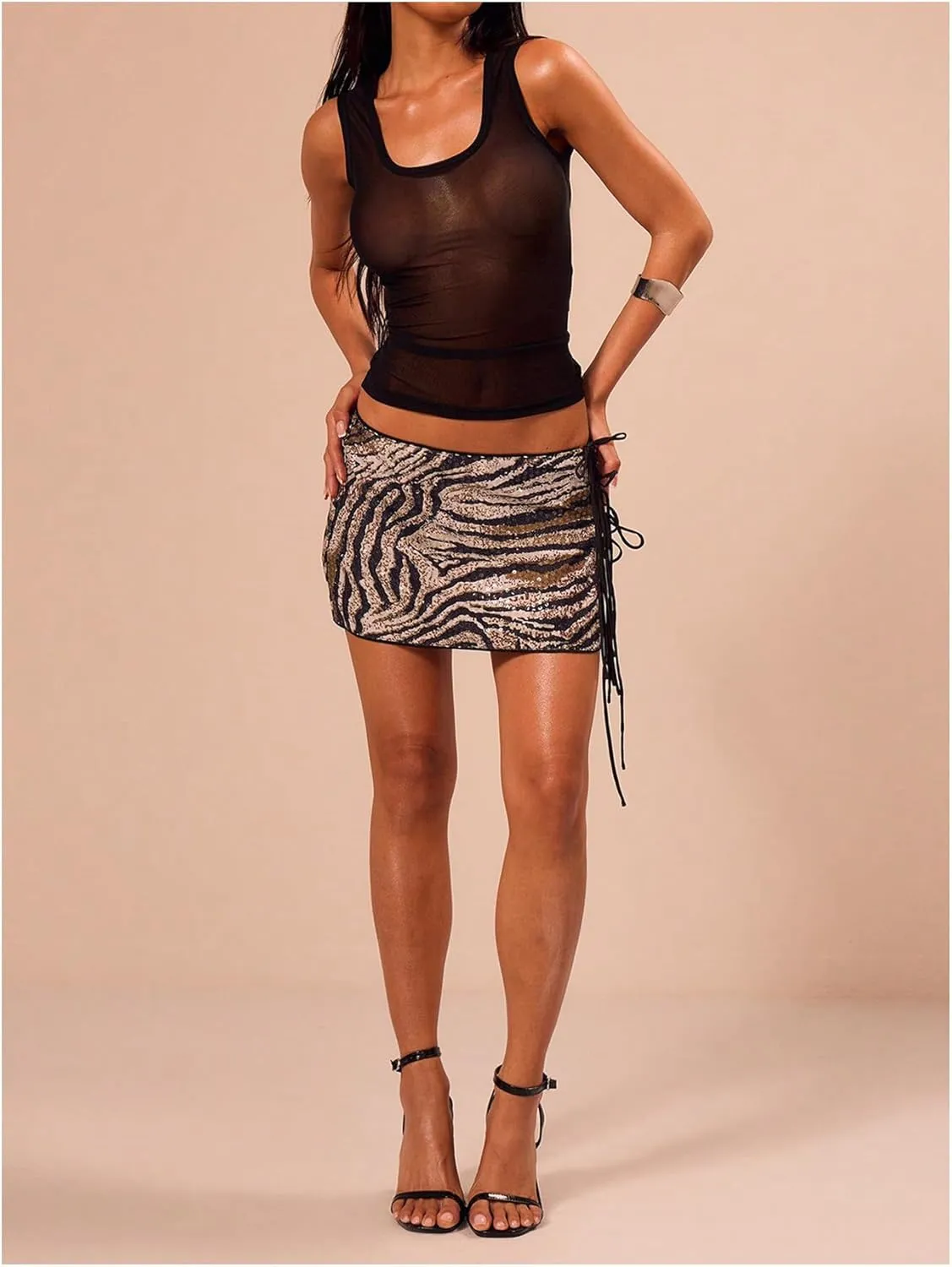 SOLY HUX Women's Sheer Mesh Tank Top Scoop Neck Sleeveless See Through Fitted Shirts Vest