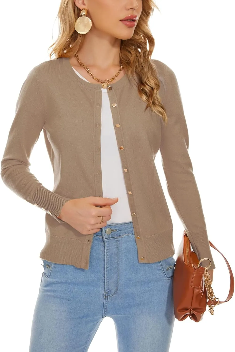 Spicy Sandia Womens Cardigan Sweaters Lightweight Button Up Crewneck Dressy Casual Trendy Spring Sweater Jackets