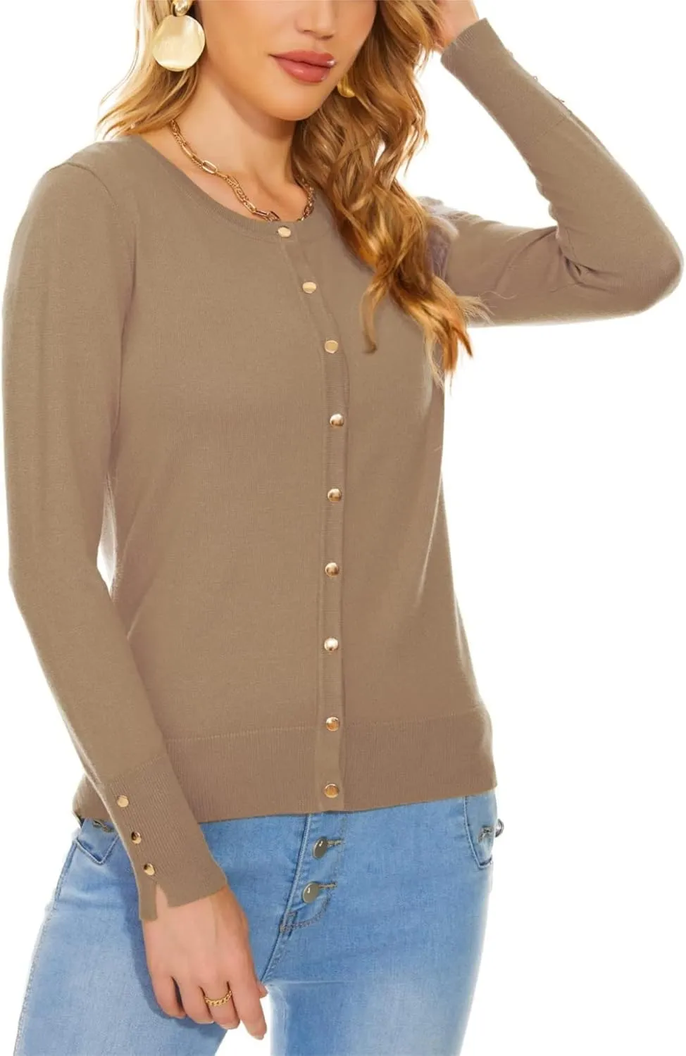 Spicy Sandia Womens Cardigan Sweaters Lightweight Button Up Crewneck Dressy Casual Trendy Spring Sweater Jackets