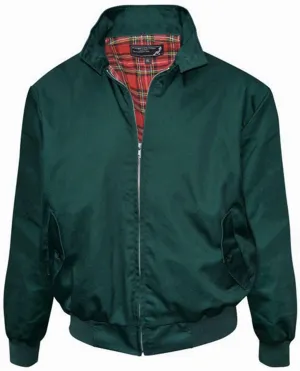 Spirit of England Classic Harrington Style Jacket Knightsbridge Bottle Green Tartan Lined