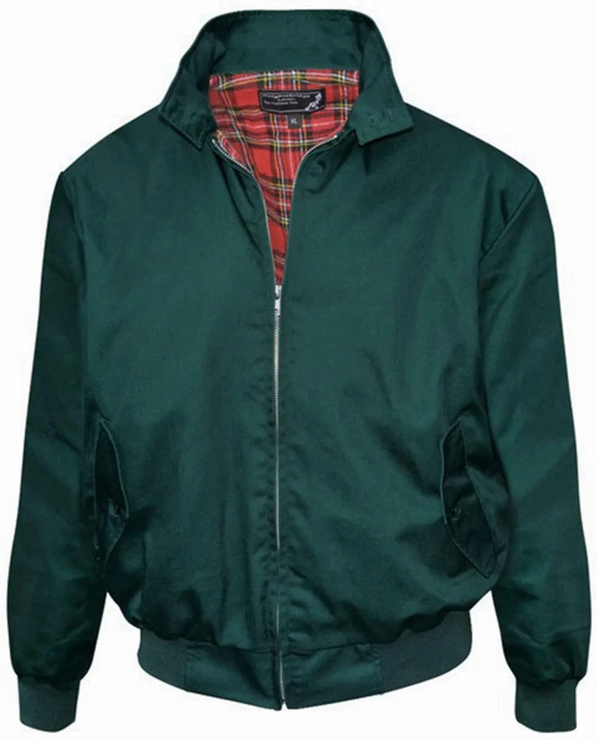 Spirit of England Classic Harrington Style Jacket Knightsbridge Bottle Green Tartan Lined