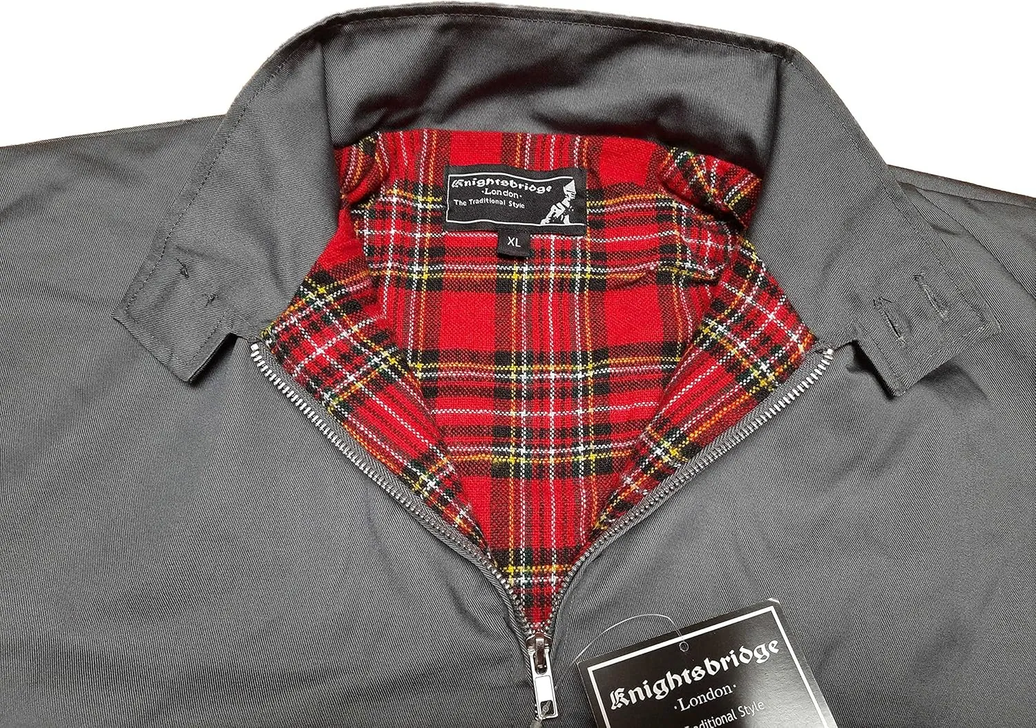 Spirit of England Mens Classic Harrington Style Jacket Knightsbridge Burgundy Red Tartan Lined