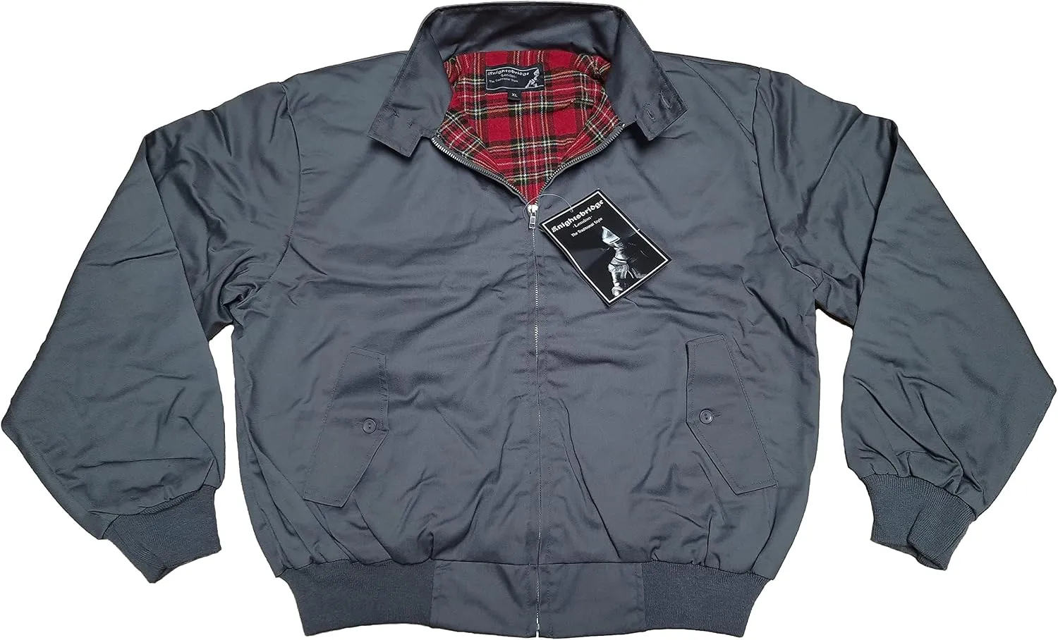 Spirit of England Mens Classic Harrington Style Jacket Knightsbridge Burgundy Red Tartan Lined