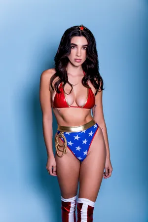 Star Superheroine Bikini Costume set with Thongback and Lasso