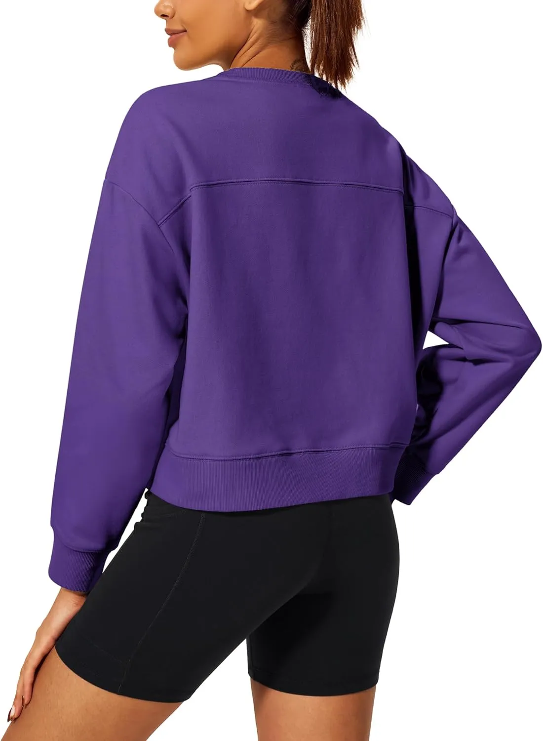Stelle Cropped Sweatshirt for Women Crewneck Pullover Tops Oversized Long Sleeve Lightweight Casual Cotton Sweat Shirts