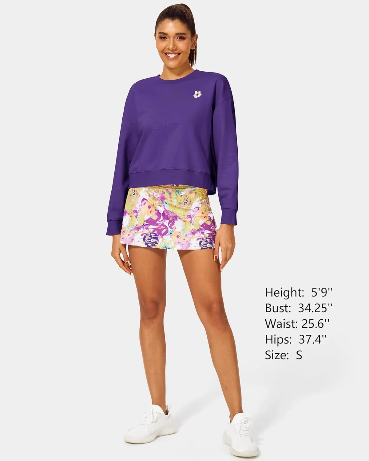 Stelle Cropped Sweatshirt for Women Crewneck Pullover Tops Oversized Long Sleeve Lightweight Casual Cotton Sweat Shirts