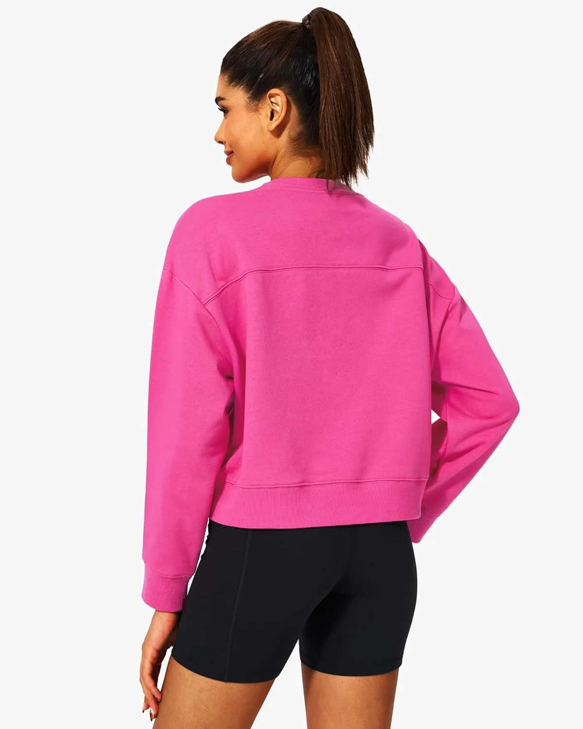 Stelle Cropped Sweatshirt for Women Crewneck Pullover Tops Oversized Long Sleeve Lightweight Casual Cotton Sweat Shirts