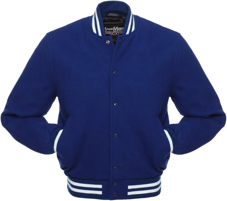 Stewart & Strauss Original All Wool Varsity Letterman Jacket Since 1977 (5 Team Colors) Wool XXS to 6XL,Original