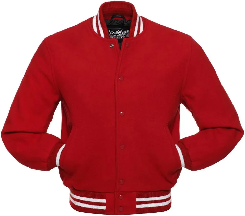 Stewart & Strauss Original All Wool Varsity Letterman Jacket Since 1977 (5 Team Colors) Wool XXS to 6XL,Original