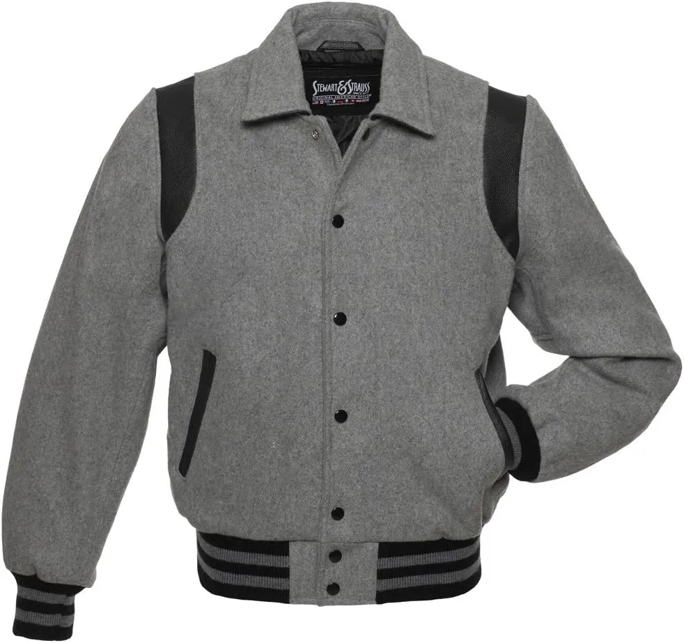 Stewart & Strauss Original Retro Varsity Letterman Jacket Since 1977 (11 Team Colors) Wool & Leather XXS to 6XL,Original