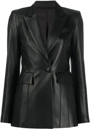Stripcial Leather One Button Classic Real Leather Jacket for Women