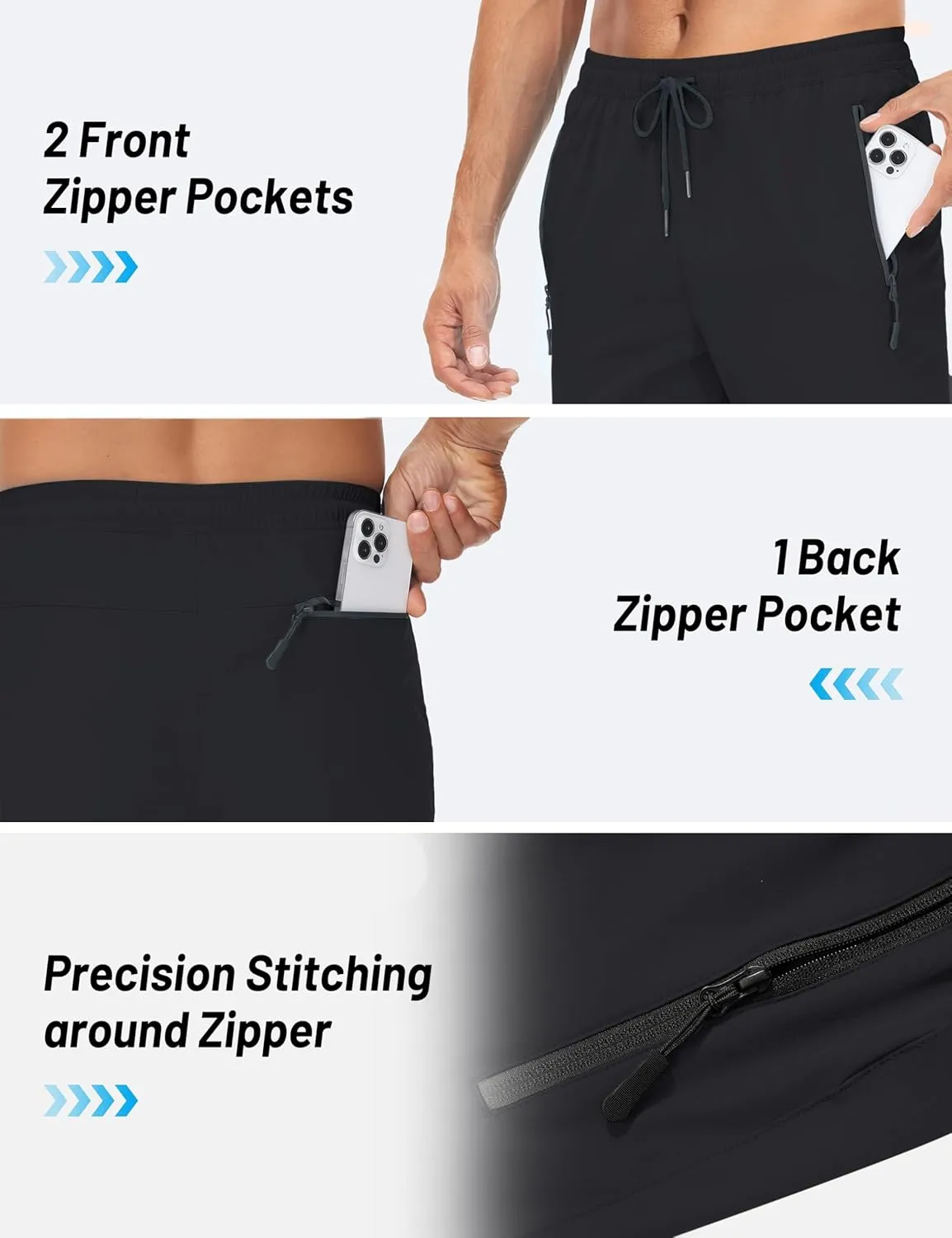 TACVASEN Mens Lightweight Hiking Pants Athletic Casual Quick Dry Stretch Water Resistant Joggers with Pockets Workout Gym