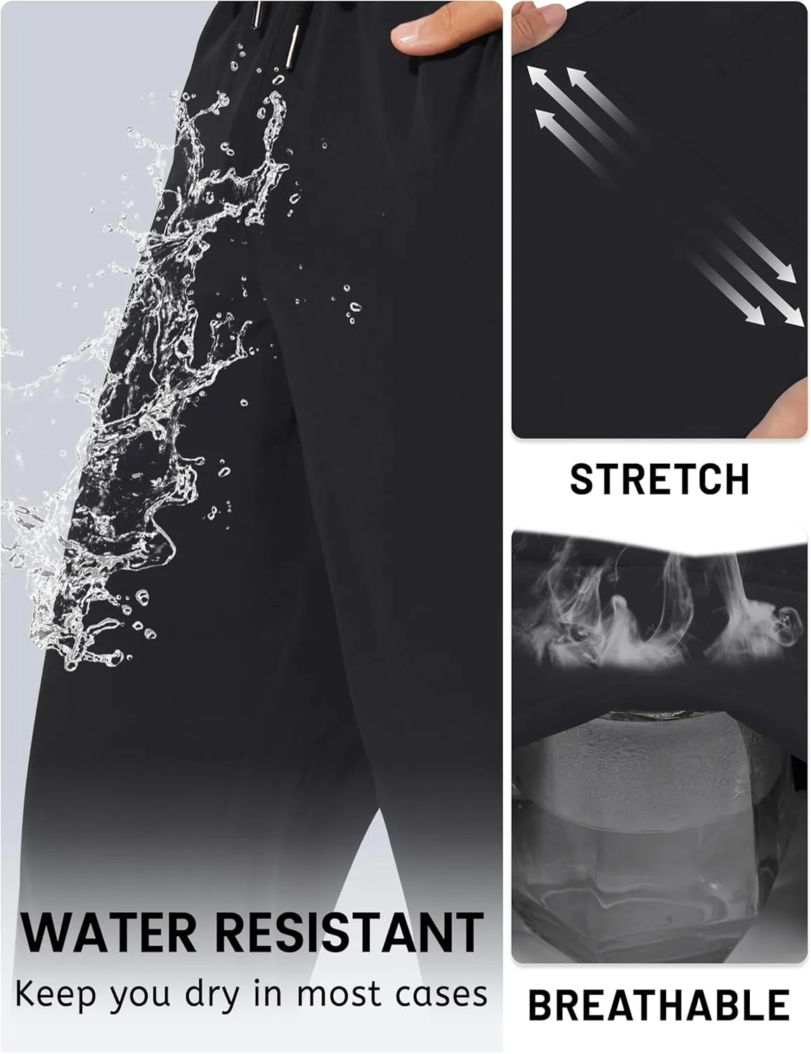 TACVASEN Mens Lightweight Hiking Pants Athletic Casual Quick Dry Stretch Water Resistant Joggers with Pockets Workout Gym