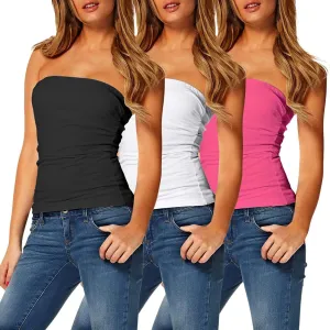 TAIPOVE Women's Tube Top Cotton Strapless Camisole Crop Length Sexy Cute Summer Shirts 3 Packs