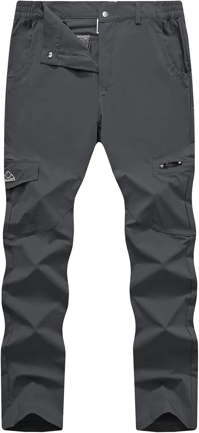 TBMPOY Men's Hiking Pants Lightweight 6 Cargo Pockets Quick Dry Water Resistant Outdoor Travel Work Fishing