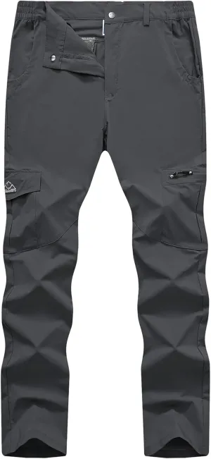 TBMPOY Men's Hiking Pants Lightweight 6 Cargo Pockets Quick Dry Water Resistant Outdoor Travel Work Fishing