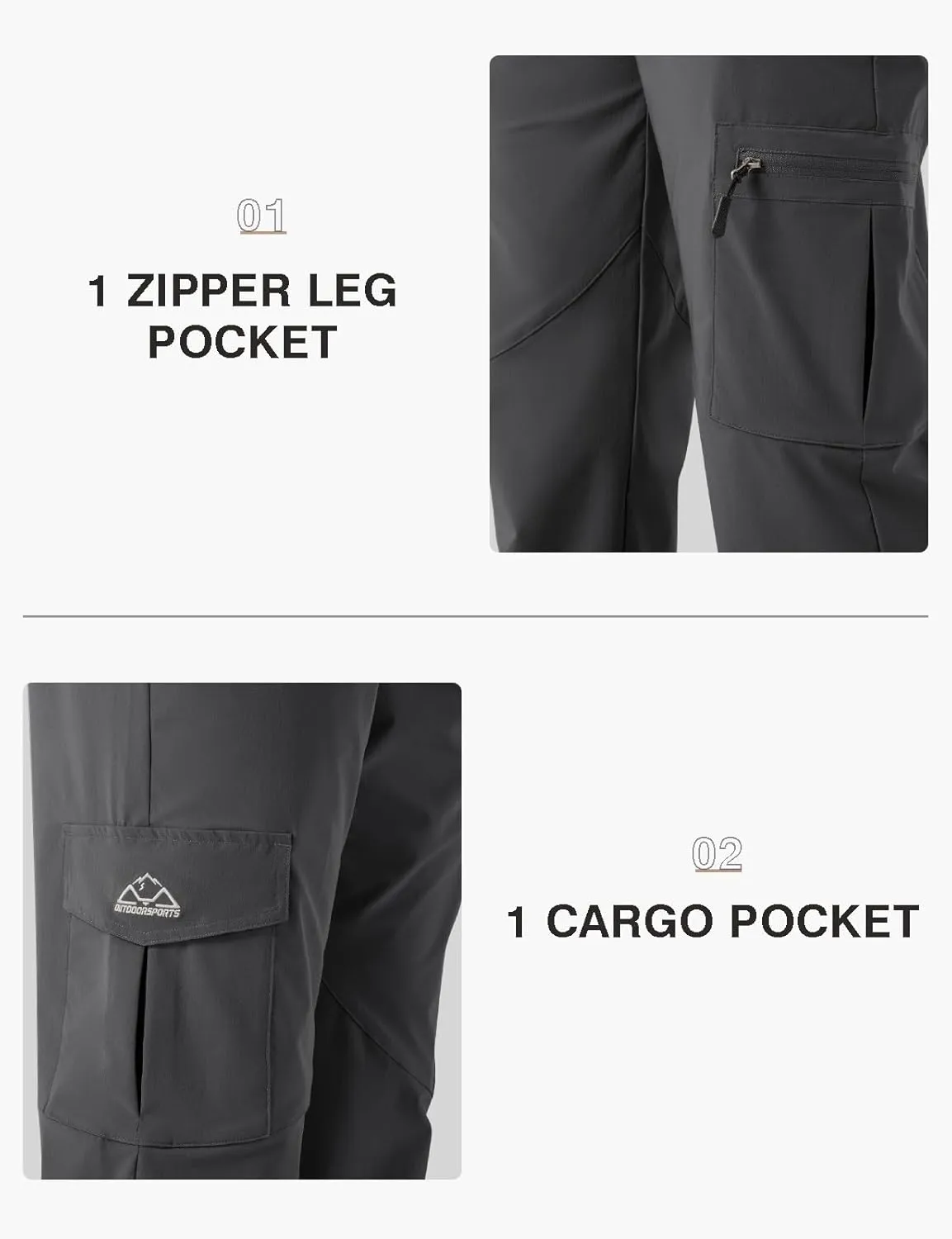 TBMPOY Men's Hiking Pants Lightweight 6 Cargo Pockets Quick Dry Water Resistant Outdoor Travel Work Fishing