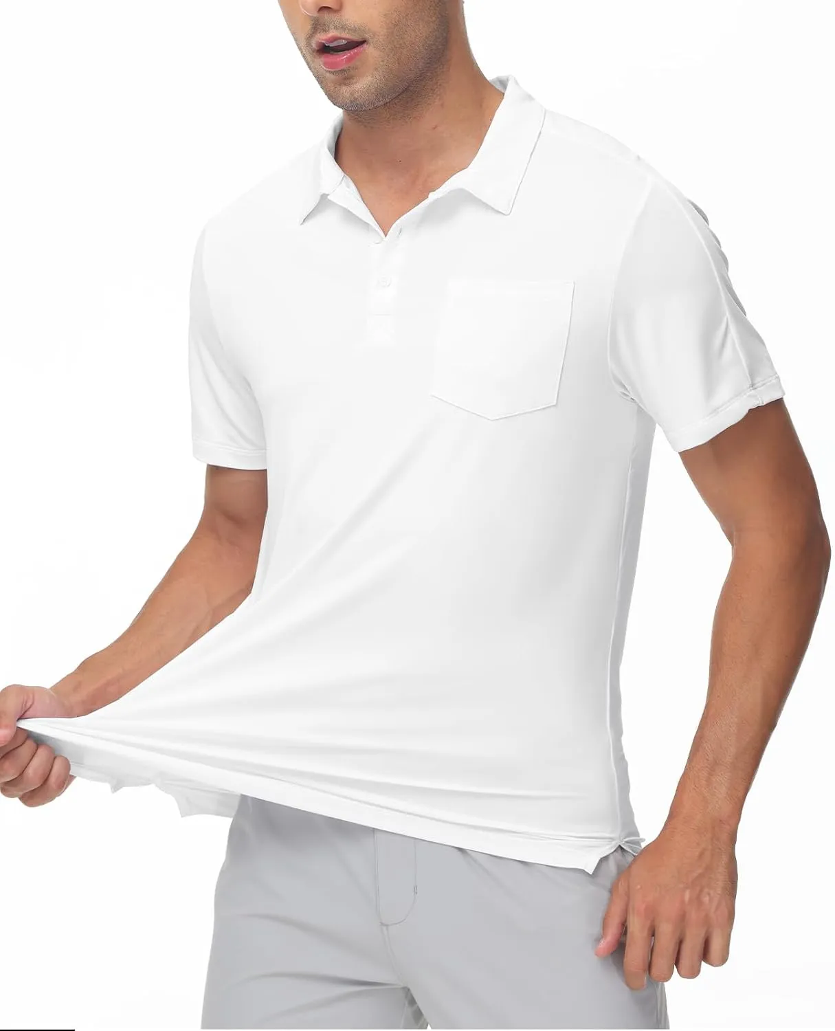 TBMPOY Men's Polo Shirts Short Sleeves with Pocket Lightweight Quick Dry Outdoor Casual Work Golf Sports Shirt