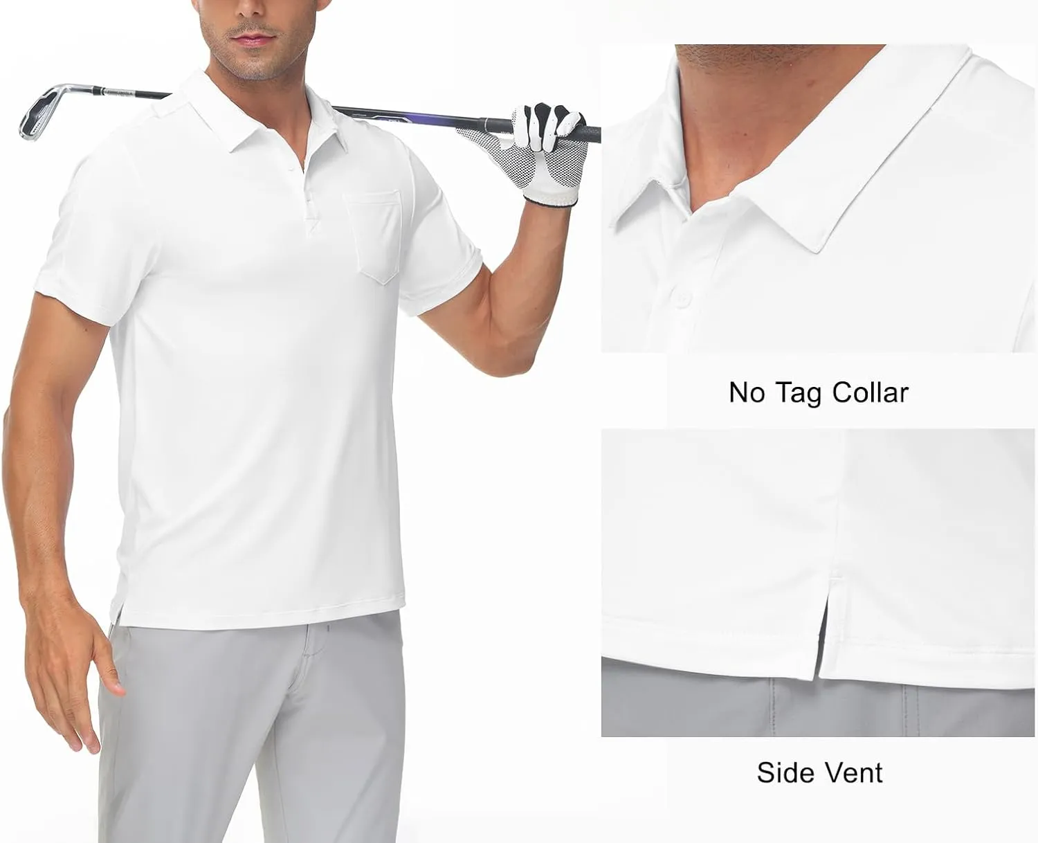 TBMPOY Men's Polo Shirts Short Sleeves with Pocket Lightweight Quick Dry Outdoor Casual Work Golf Sports Shirt