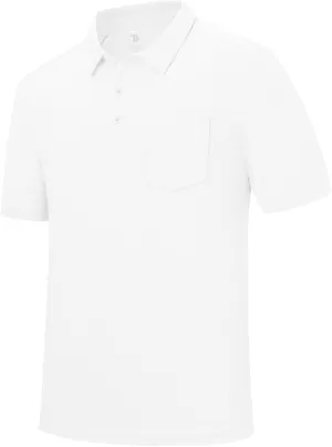 TBMPOY Men's Polo Shirts Short Sleeves with Pocket Lightweight Quick Dry Outdoor Casual Work Golf Sports Shirt